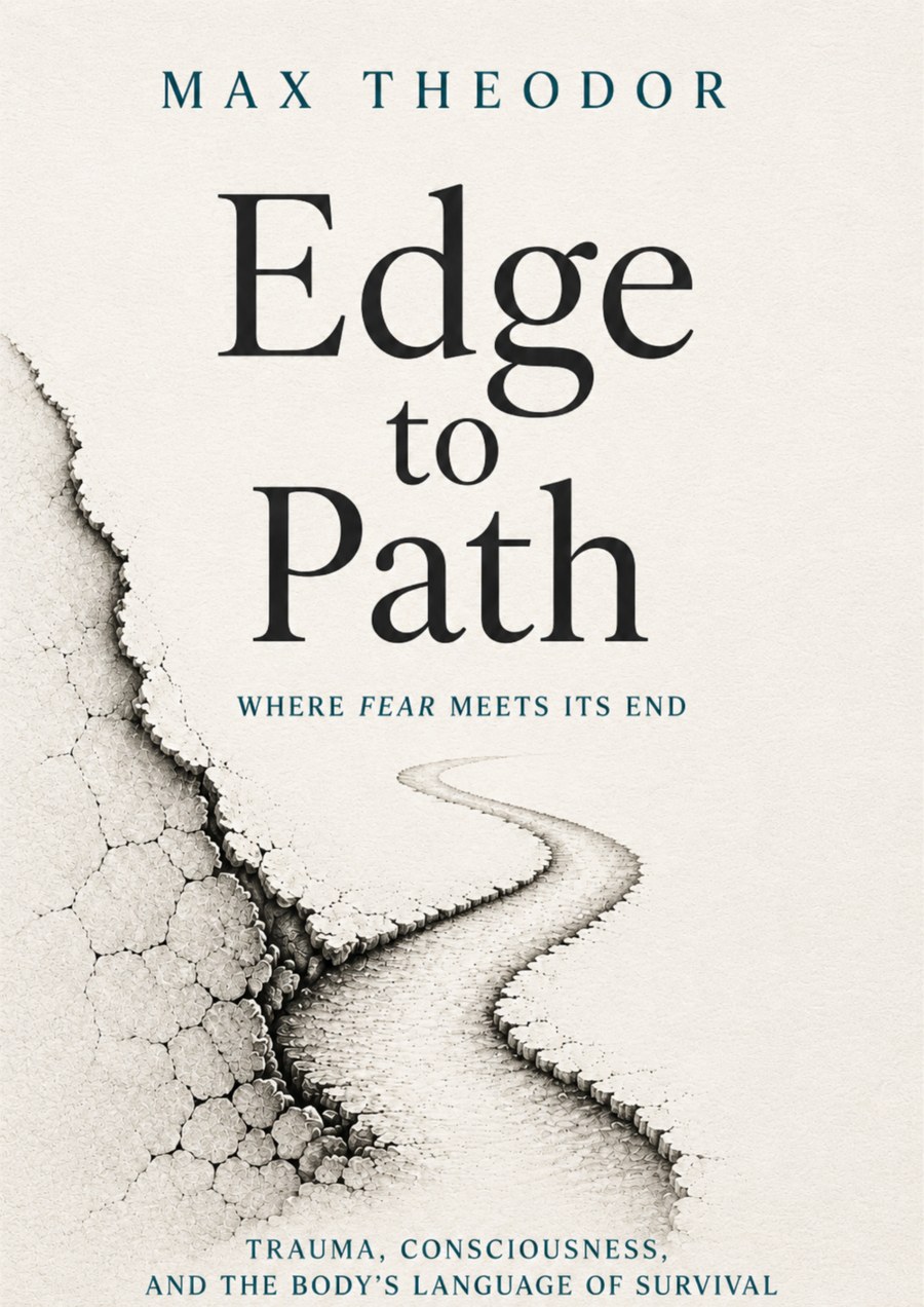 Cover of Edge to Path by Max Theodor — cracked earth resolving into a single winding path.